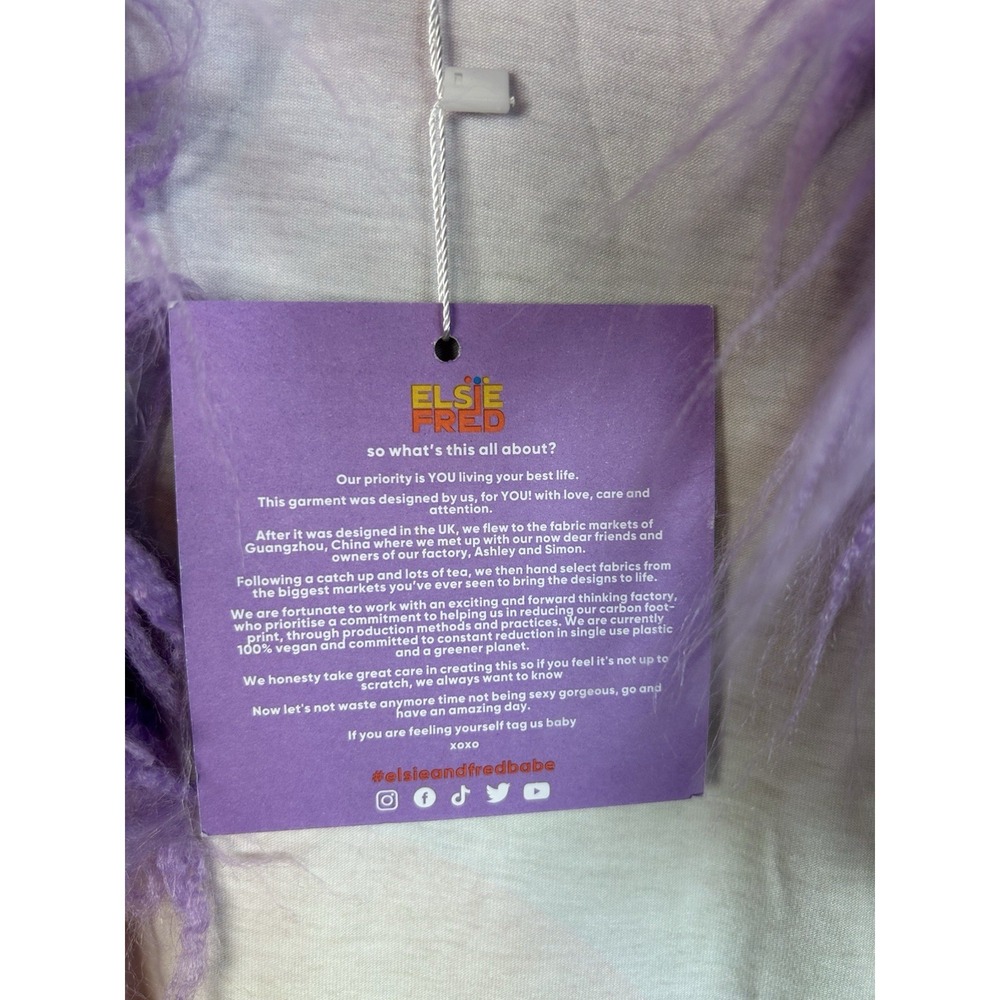 NWT Elsie & Fred Albufeira Longline Cardigan Faux Fur Trim 70s Festival Duster L - Picture 3 of 8